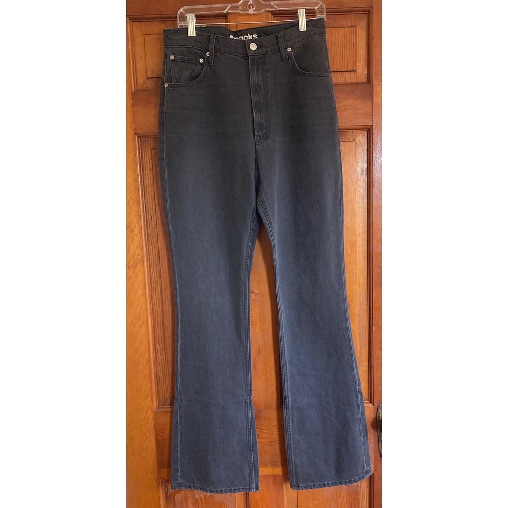 Mother Womens 31 Faded Black Snacks Split Hem Jeans Streetwear Edgy LA Grunge